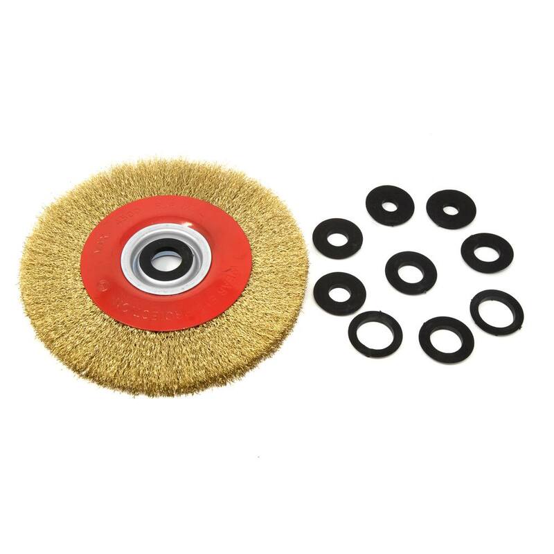 Rueda de alambre de bancada de acero crimpado de 8 pulgadas x 3/4 pulgadas con adaptadores de mandril - WW8058