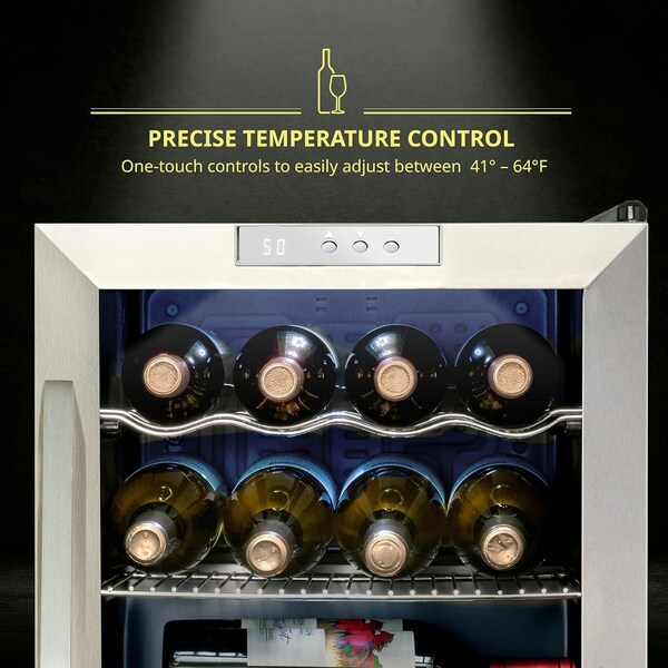 Schmck Schmecke 12 Bottle Compressor Wine Refrigerator, Cube Wine Cooler with Lock, Stainless Steel - SHMFWCC125LSS