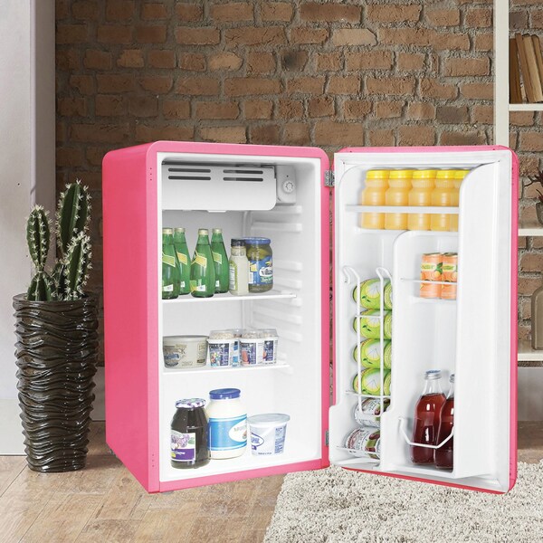 Frigidaire 3.2-Cu.ft 60-Watt Retro Compact Refrigerator, Pink - EFR372-B-PINK