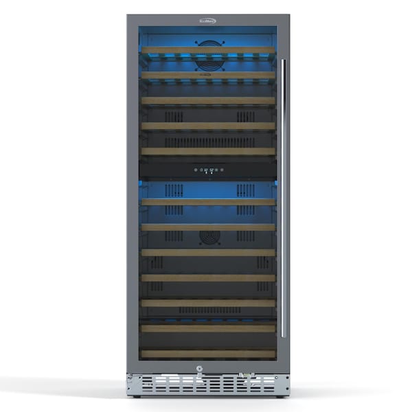 Koolmore 23 in. Dual Zone, Full Glass Door, Wine Cooler Refrigerator, Freestanding or Built-In, 9.7 cu ft. - KM-CW92DZ-SS