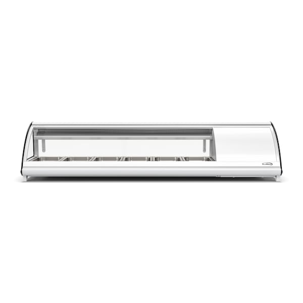 Koolmore 60 in. Glass Sushi Countertop Display Refrigerator with 6 Stainless Steel Trays in White - KM-SR60-WH