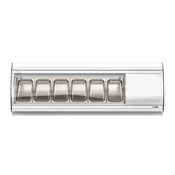 Koolmore 60 in. Glass Sushi Countertop Display Refrigerator with 6 Stainless Steel Trays in White - KM-SR60-WH