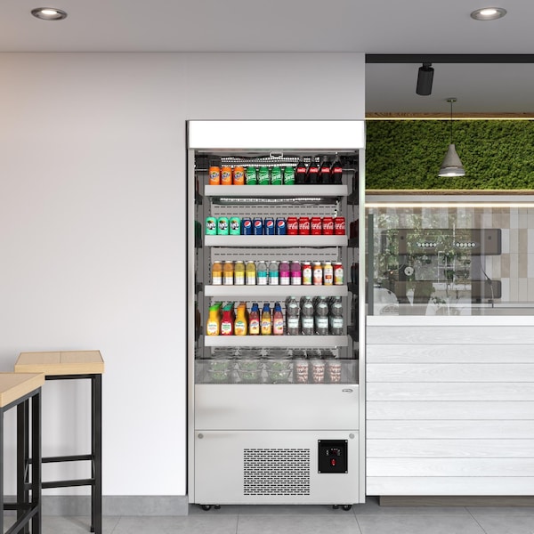 Koolmore 35.5 in. Open-Air Merchandiser Grab and Go Refrigerator, 18 cu. ft. in Stainless Steel - KM-CDA-18C-SS