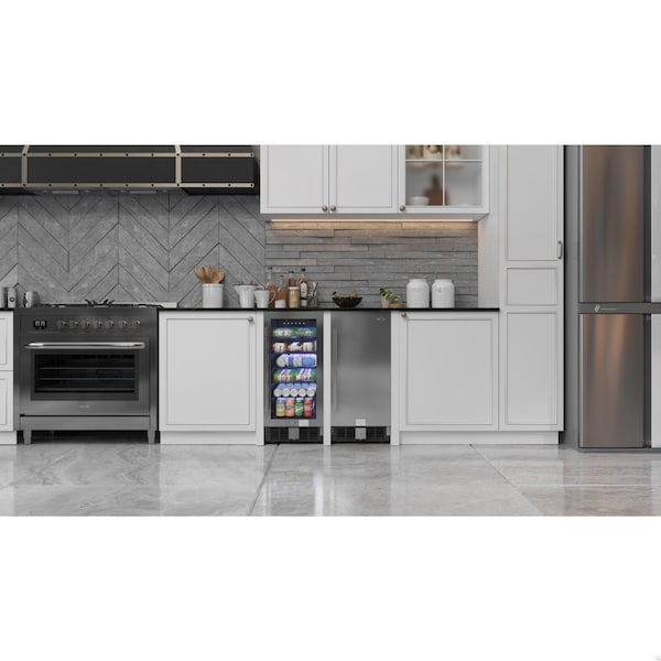 Koolmore 15 in. Small Stainless Steel, Glass-Door Built-In Refrigerator and Beverage Cooler, 3 cu. ft. - KM-BIR3C-GD
