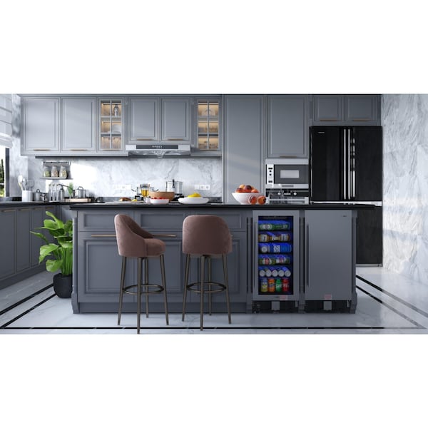 Koolmore 15 in. Small Stainless Steel, Glass-Door Built-In Refrigerator and Beverage Cooler, 3 cu. ft. - KM-BIR3C-GD