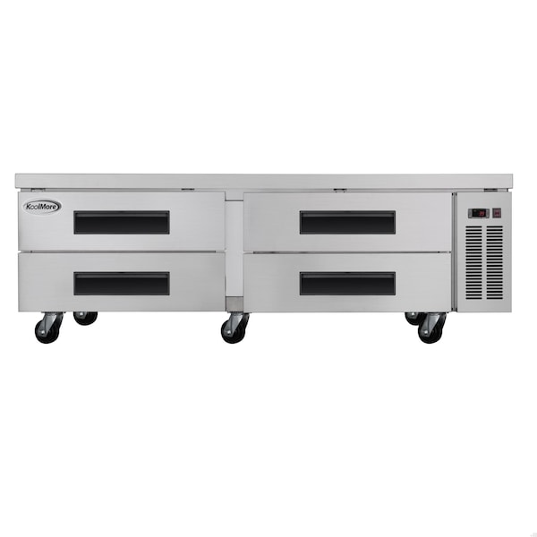 Koolmore 72 in. Commercial Chef Base Refrigerator Storage Cabinet, Pull-Out Drawers, Rolling Caster Wheels - KM-BR-724D