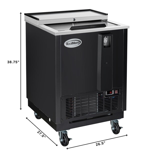Koolmore 25 in. Commercial Bottle Cooler in Black with Built-In Opener, ETL Listed, 5 cu. ft. - KM-BOC25-BK