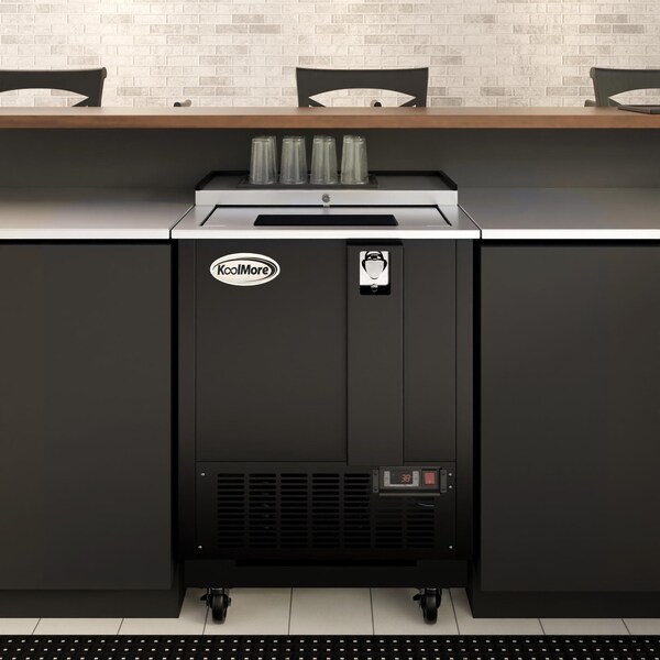Koolmore 25 in. Commercial Bottle Cooler in Black with Built-In Opener, ETL Listed, 5 cu. ft. - KM-BOC25-BK