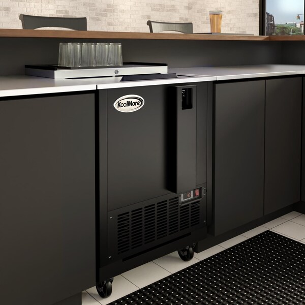 Koolmore 25 in. Commercial Bottle Cooler in Black with Built-In Opener, ETL Listed, 5 cu. ft. - KM-BOC25-BK