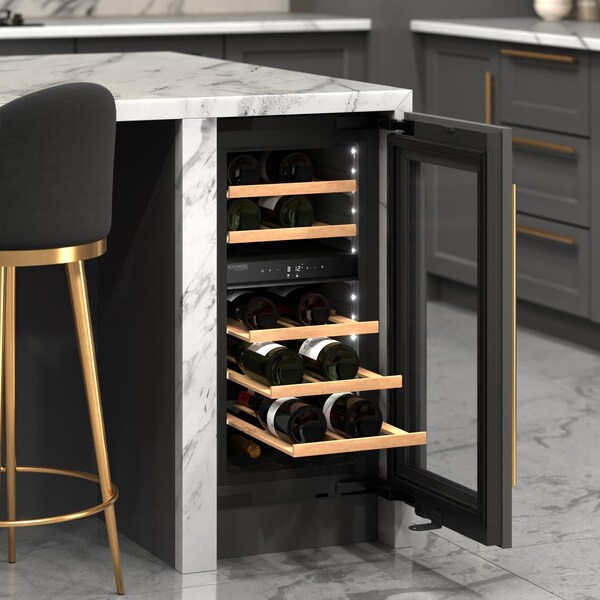 Koolmore Reserve 15 in. Under-Counter Panel Ready Dual Zone Built-in Wine Cooler with 23 Bottle Cap - KM-CW28DZ-WPR