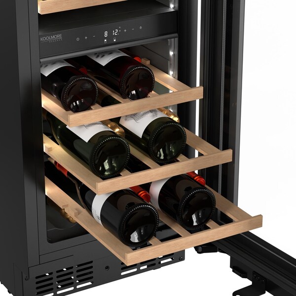 Koolmore Reserve 15 in. Under-Counter Panel Ready Dual Zone Built-in Wine Cooler with 23 Bottle Cap - KM-CW28DZ-WPR