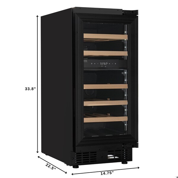 Koolmore Reserve 15 in. Under-Counter Panel Ready Dual Zone Built-in Wine Cooler with 23 Bottle Cap - KM-CW28DZ-WPR