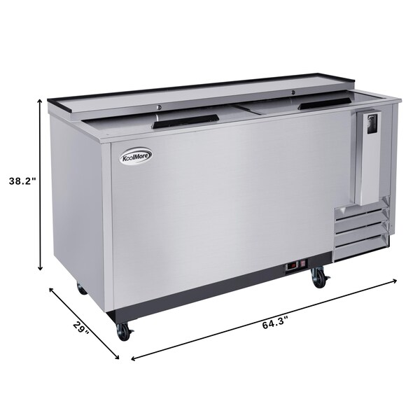 Koolmore 65 in. Commercial Bottle Cooler in Stainless-Steel with Built-In Opener, ETL Listed, 19 cu. ft. - KM-BOC65-SS