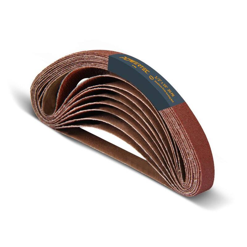 Banda de lija de óxido de aluminio de 60 granos de 1/2 pulg. x 18 pulg. para limas de aire en lijadoras de banda (paquete de 20) - 401806