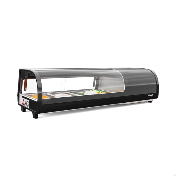 Koolmore 46 in. Glass Sushi Countertop Display Refrigerator with 4 Stainless Steel Trays in Black - KM-SR46-BK