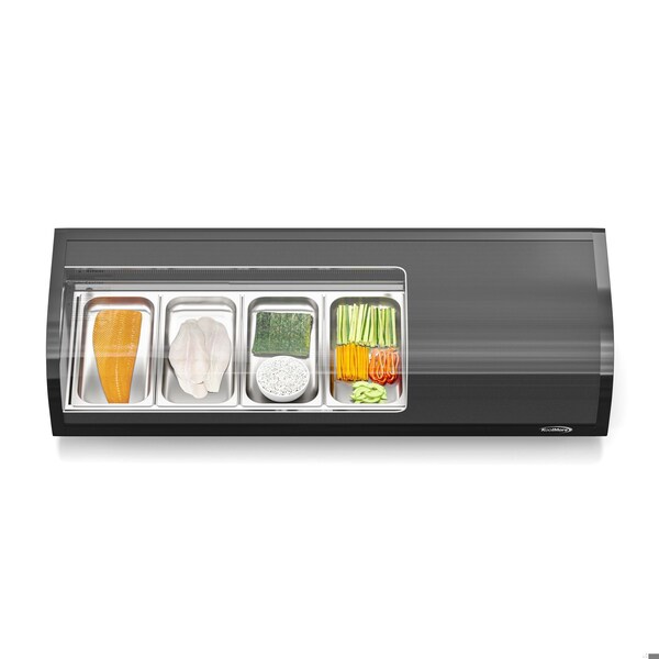 Koolmore 46 in. Glass Sushi Countertop Display Refrigerator with 4 Stainless Steel Trays in Black - KM-SR46-BK