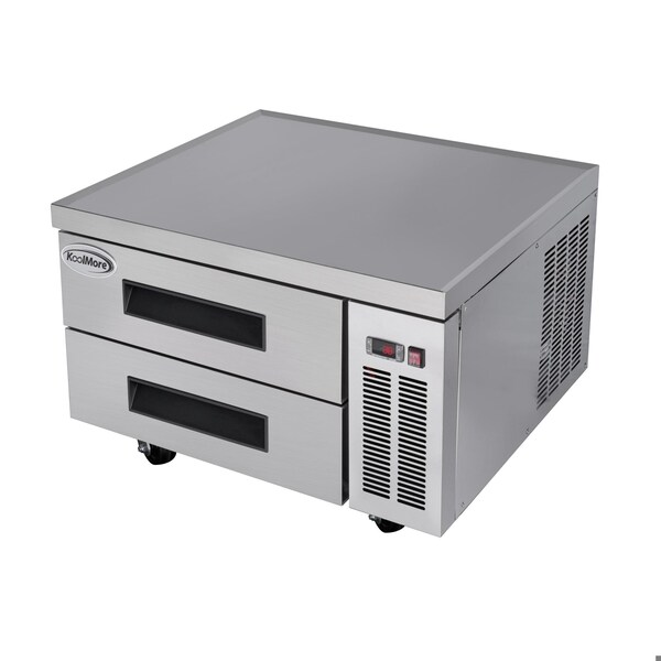Koolmore 36 in. Commercial Chef Base Refrigerator Storage Cabinet, Pull-Out Drawers, Rolling Caster Wheels - KM-BR-362D