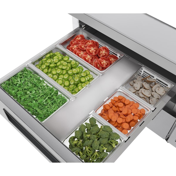 Koolmore 36 in. Commercial Chef Base Refrigerator Storage Cabinet, Pull-Out Drawers, Rolling Caster Wheels - KM-BR-362D