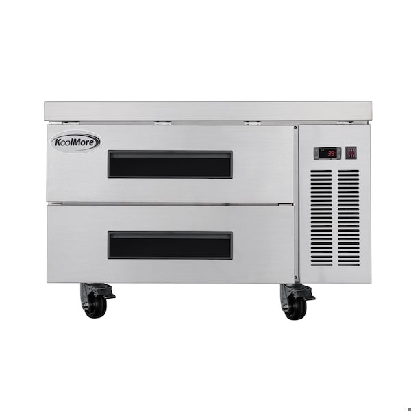 Koolmore 36 in. Commercial Chef Base Refrigerator Storage Cabinet, Pull-Out Drawers, Rolling Caster Wheels - KM-BR-362D