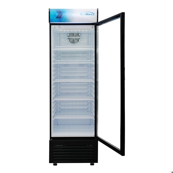 Koolmore 26 in. Commercial Merchandiser Refrigerator with LED Lights, 15 Cu. Ft. in Black KM-MDR-1GD-15C - KM-MDR-1GD-15C