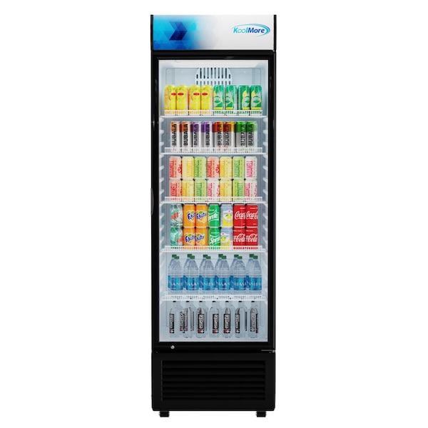 Koolmore 26 in. Commercial Merchandiser Refrigerator with LED Lights, 15 Cu. Ft. in Black KM-MDR-1GD-15C - KM-MDR-1GD-15C