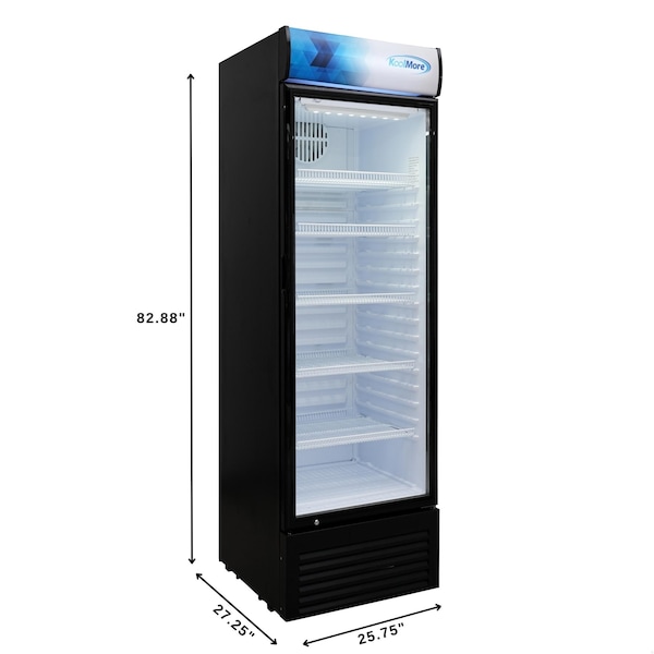 Koolmore 26 in. Commercial Merchandiser Refrigerator with LED Lights, 15 Cu. Ft. in Black KM-MDR-1GD-15C - KM-MDR-1GD-15C
