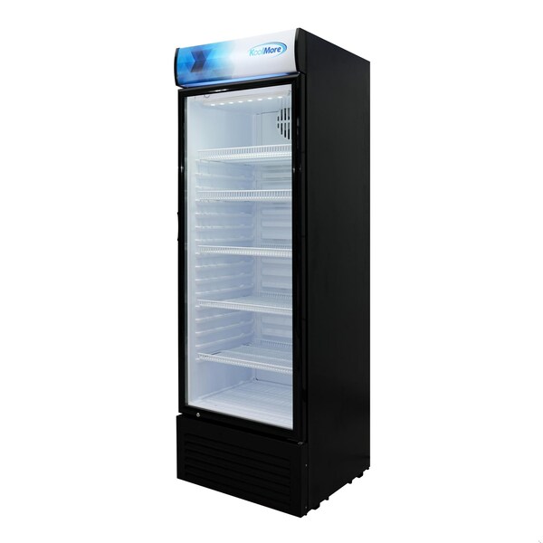 Koolmore 26 in. Commercial Merchandiser Refrigerator with LED Lights, 15 Cu. Ft. in Black KM-MDR-1GD-15C - KM-MDR-1GD-15C