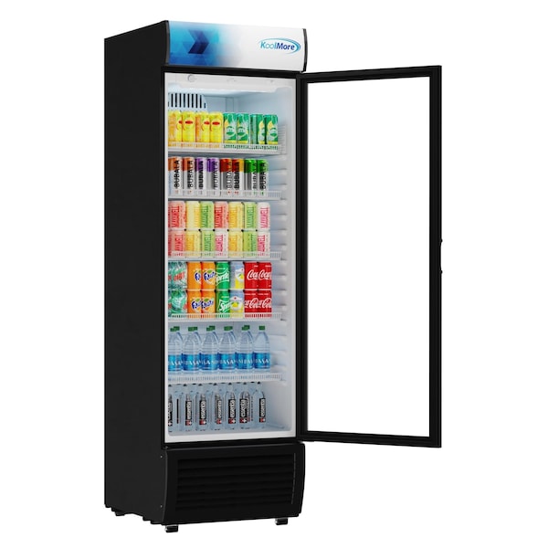 Koolmore 26 in. Commercial Merchandiser Refrigerator with LED Lights, 15 Cu. Ft. in Black KM-MDR-1GD-15C - KM-MDR-1GD-15C