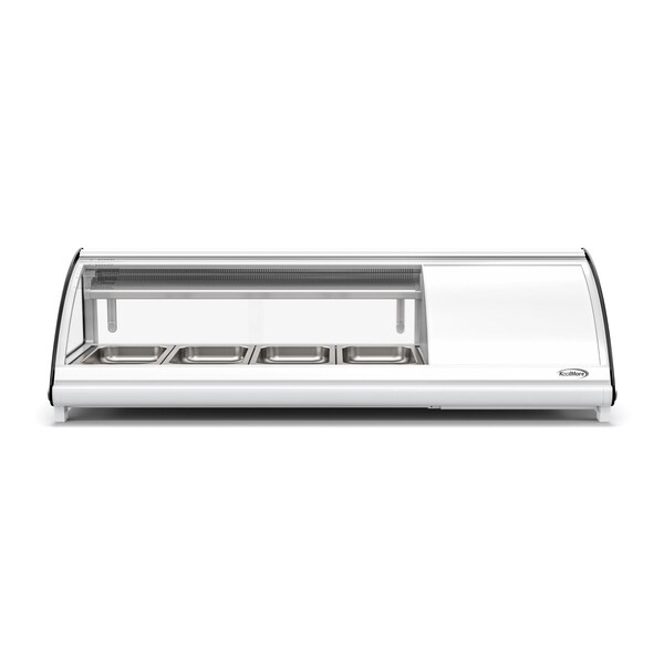 Koolmore 46 in. Glass Sushi Countertop Display Refrigerator with 4 Stainless Steel Trays in White - KM-SR46-WH