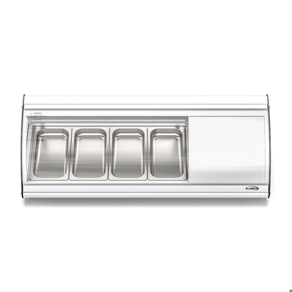 Koolmore 46 in. Glass Sushi Countertop Display Refrigerator with 4 Stainless Steel Trays in White - KM-SR46-WH