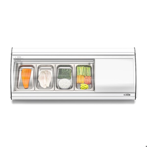 Koolmore 46 in. Glass Sushi Countertop Display Refrigerator with 4 Stainless Steel Trays in White - KM-SR46-WH