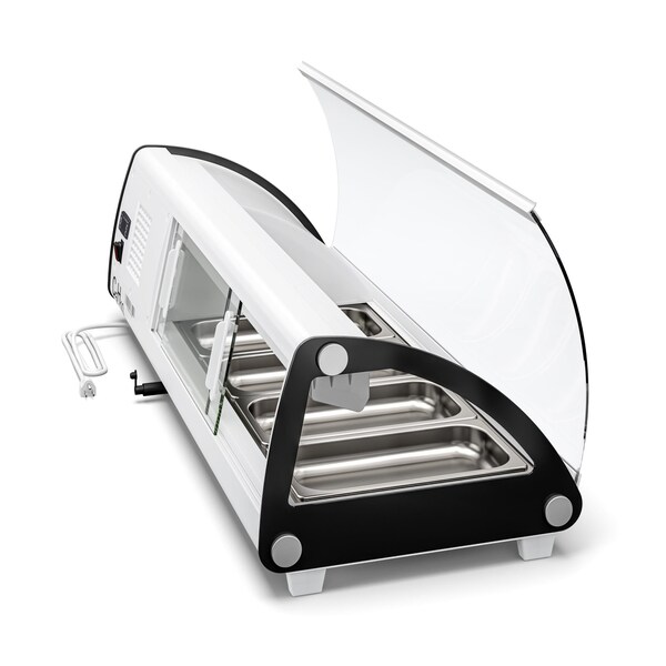 Koolmore 46 in. Glass Sushi Countertop Display Refrigerator with 4 Stainless Steel Trays in White - KM-SR46-WH