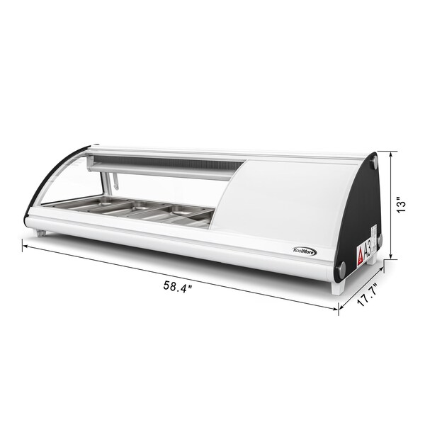 Koolmore 46 in. Glass Sushi Countertop Display Refrigerator with 4 Stainless Steel Trays in White - KM-SR46-WH