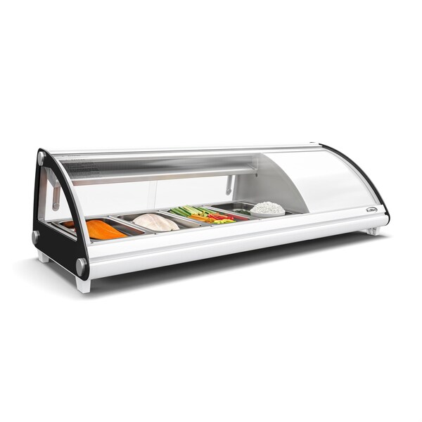 Koolmore 46 in. Glass Sushi Countertop Display Refrigerator with 4 Stainless Steel Trays in White - KM-SR46-WH