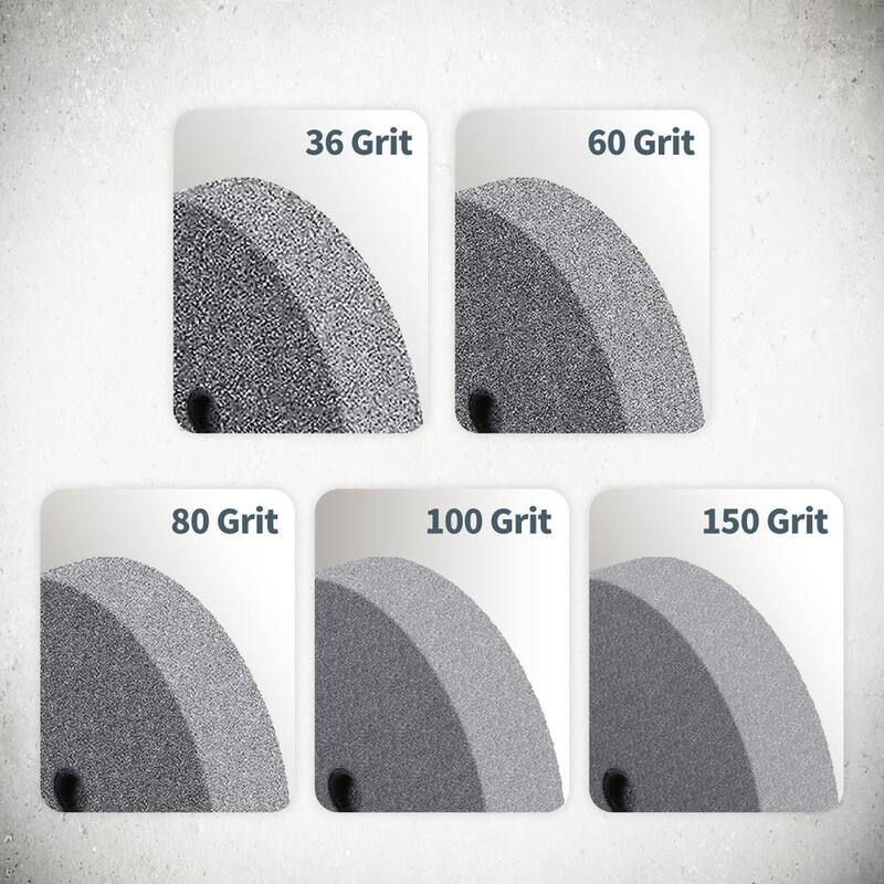 Rectificadora de banco con rueda abrasiva de óxido de aluminio de 6 pulgadas x 3/4 pulgadas, grano 150, para arbor de 1/2 pulgadas - 15520