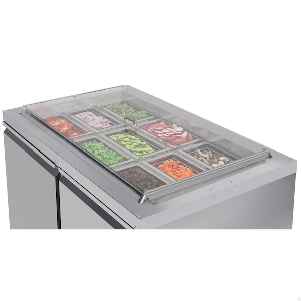 Koolmore 48 in. Commercial Refrigerated Prep Station Cold Table, Refrigerator with 9 Pan Storage - KM-RBT-48C