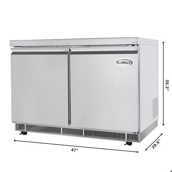 Koolmore 48 in. Commercial Refrigerated Prep Station Cold Table, Refrigerator with 9 Pan Storage - KM-RBT-48C