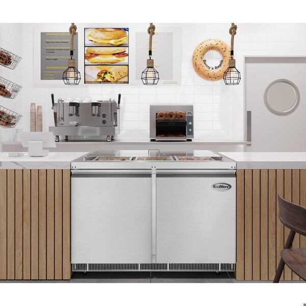 Koolmore 48 in. Commercial Refrigerated Prep Station Cold Table, Refrigerator with 9 Pan Storage - KM-RBT-48C