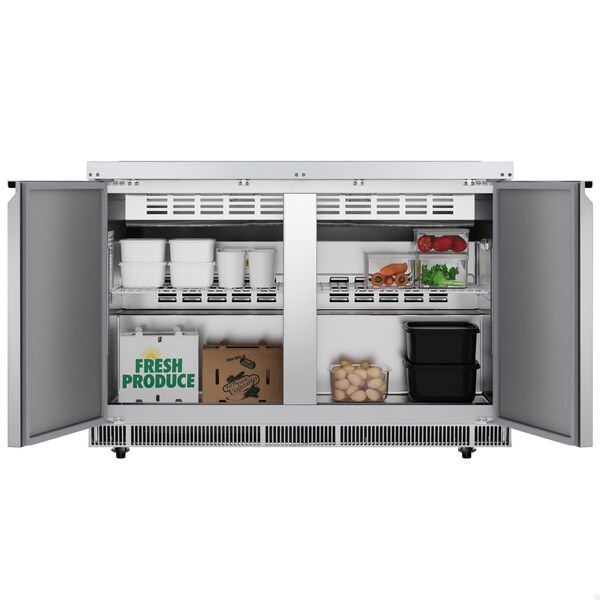 Koolmore 48 in. Commercial Refrigerated Prep Station Cold Table, Refrigerator with 9 Pan Storage - KM-RBT-48C