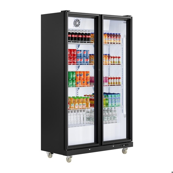 Koolmore 47 in. Commercial 2 Fully Glass Door Merchandiser Refrigerator, 30 Cu. Ft., ETL Listed in Black - KM-MDR-2FGD