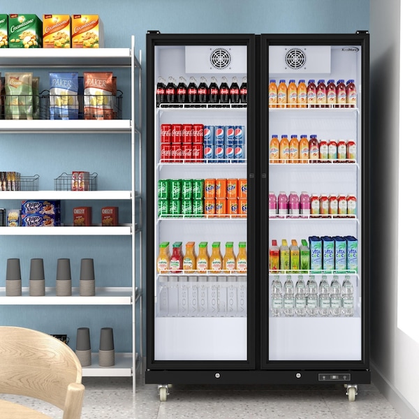 Koolmore 47 in. Commercial 2 Fully Glass Door Merchandiser Refrigerator, 30 Cu. Ft., ETL Listed in Black - KM-MDR-2FGD
