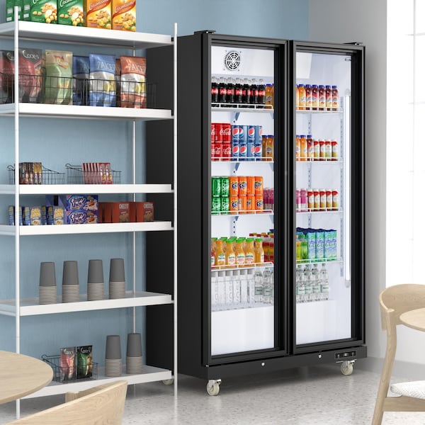 Koolmore 47 in. Commercial 2 Fully Glass Door Merchandiser Refrigerator, 30 Cu. Ft., ETL Listed in Black - KM-MDR-2FGD