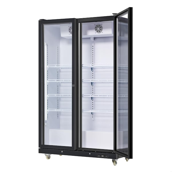 Koolmore 47 in. Commercial 2 Fully Glass Door Merchandiser Refrigerator, 30 Cu. Ft., ETL Listed in Black - KM-MDR-2FGD