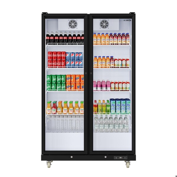 Koolmore 47 in. Commercial 2 Fully Glass Door Merchandiser Refrigerator, 30 Cu. Ft., ETL Listed in Black - KM-MDR-2FGD