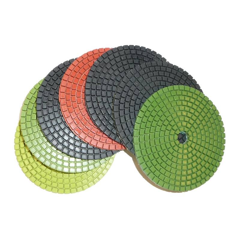 JHX Almohadillas de Pulido Húmedo de Diamante de 4 pulgadas para Granito/Concreto (Set de 7 piezas) (1 Grit cada pieza) - JHXR205SET7
