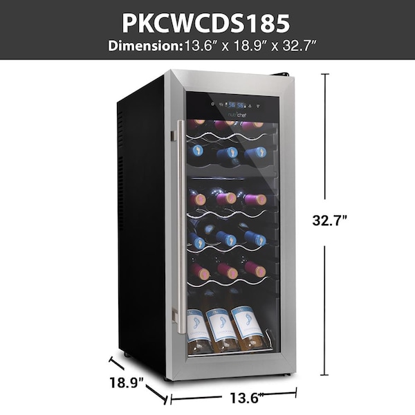 Nutrichef 18Bottles Compressor Wine Cooler Dual-Zo, PKCWCDS185 - PKCWCDS185