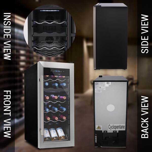 Nutrichef 18Bottles Compressor Wine Cooler Dual-Zo, PKCWCDS185 - PKCWCDS185