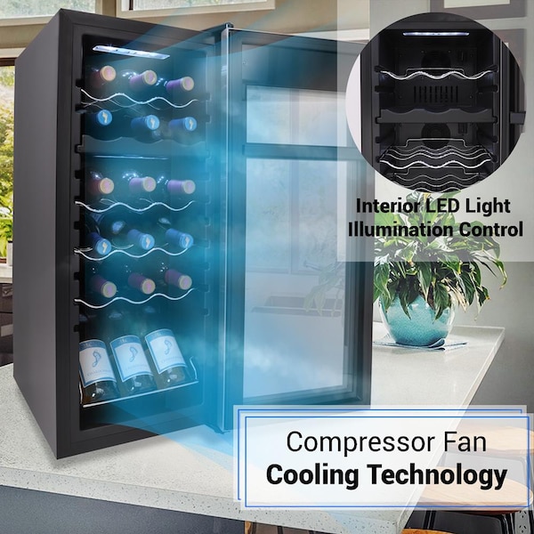 Nutrichef 18Bottles Compressor Wine Cooler Dual-Zo, PKCWCDS185 - PKCWCDS185