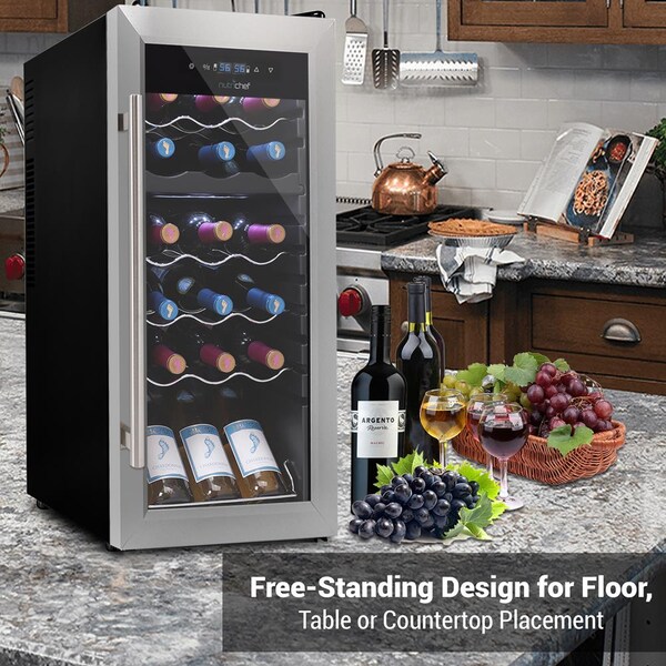 Nutrichef 18Bottles Compressor Wine Cooler Dual-Zo, PKCWCDS185 - PKCWCDS185