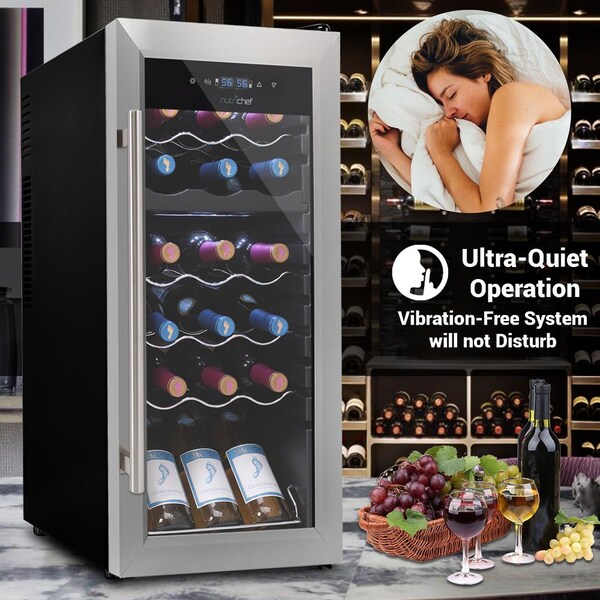 Nutrichef 18Bottles Compressor Wine Cooler Dual-Zo, PKCWCDS185 - PKCWCDS185